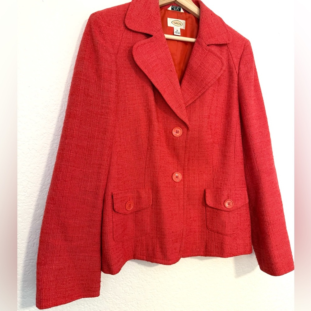 Talbots Coral Tweed Women’s Blazer, 2 Button Fully Lined Size 10